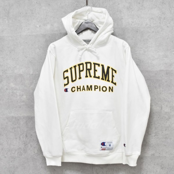 supreme x champion white hoodie